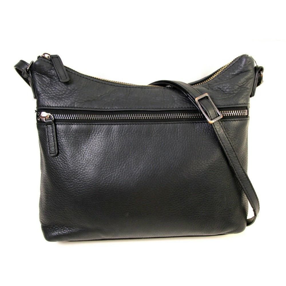 Margot BLACK GENUINE LEATHER CROSSBODY MESSENGER BAG
